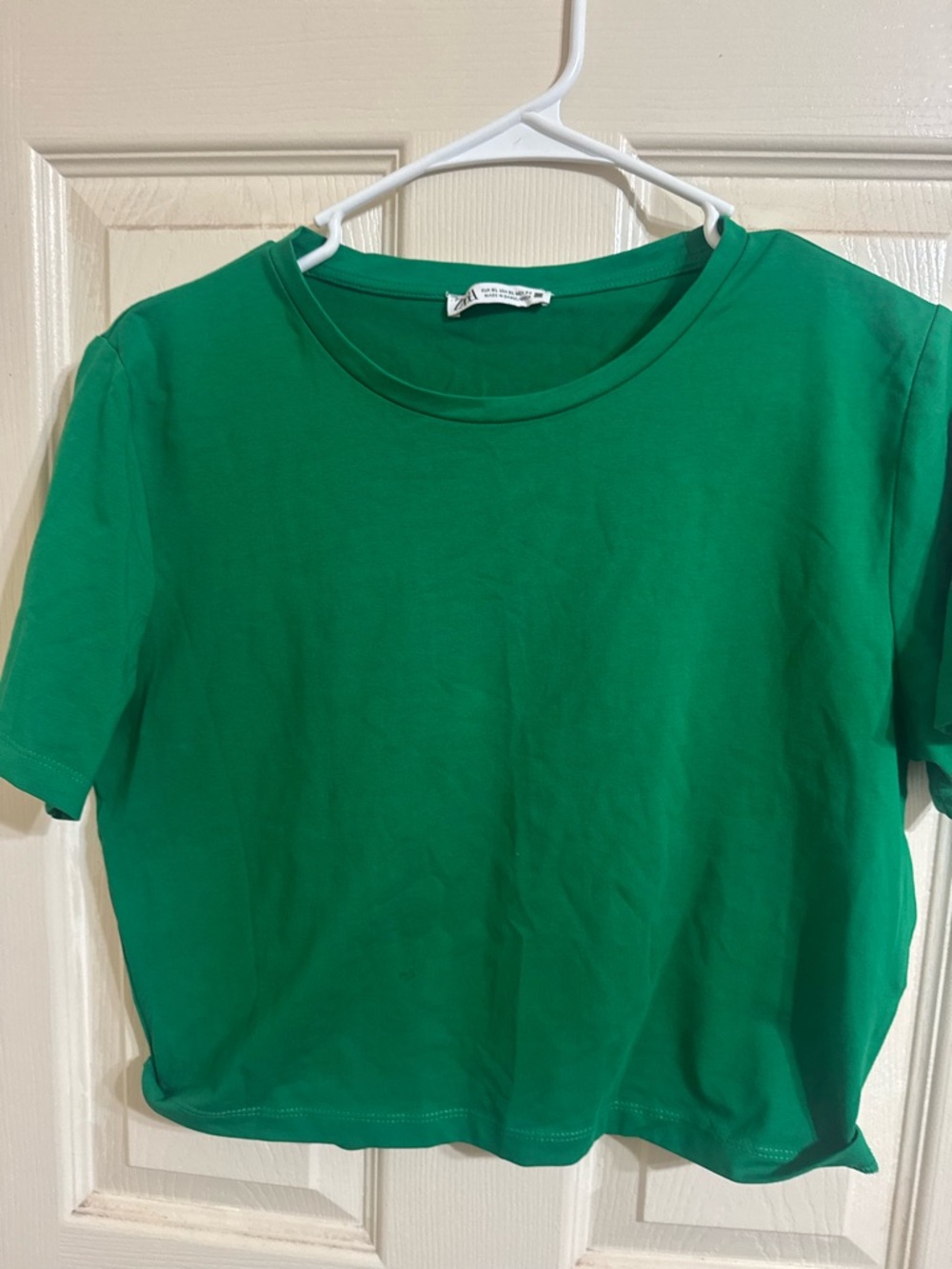 Zara Emerald Green Crewneck Crop Tee